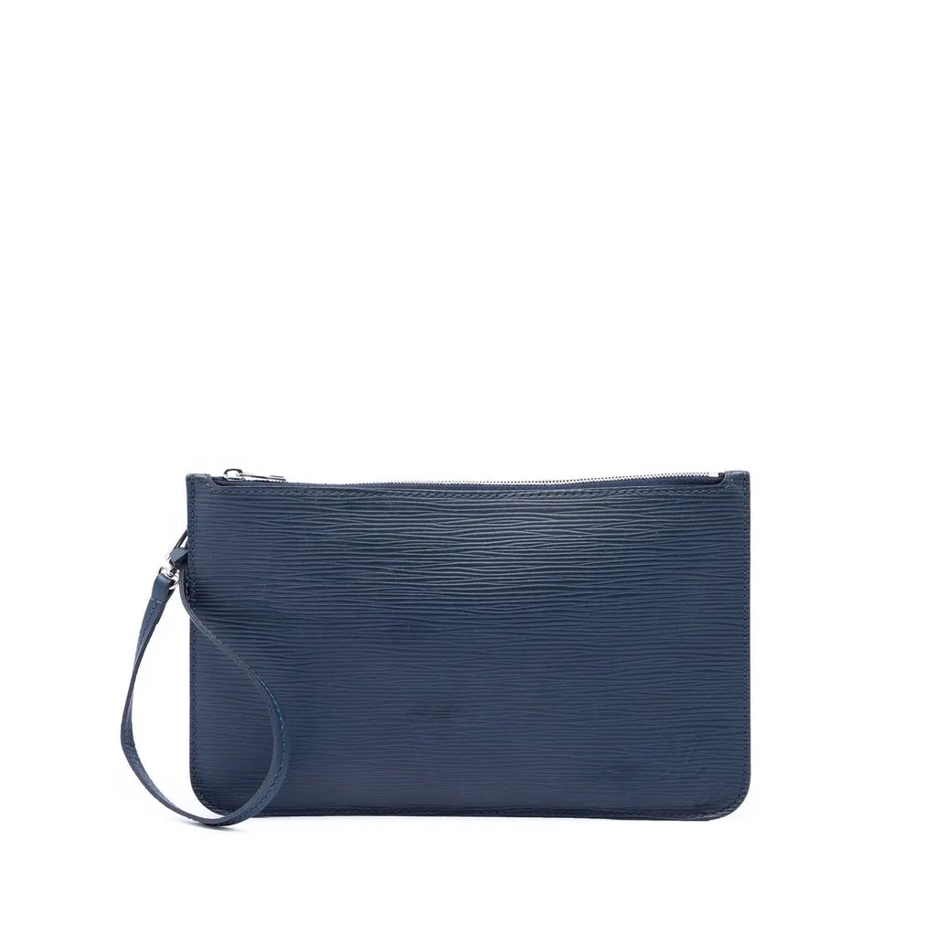 Louis Vuitton Epi Neverfull Pouch Blue Leather Very good - Front View