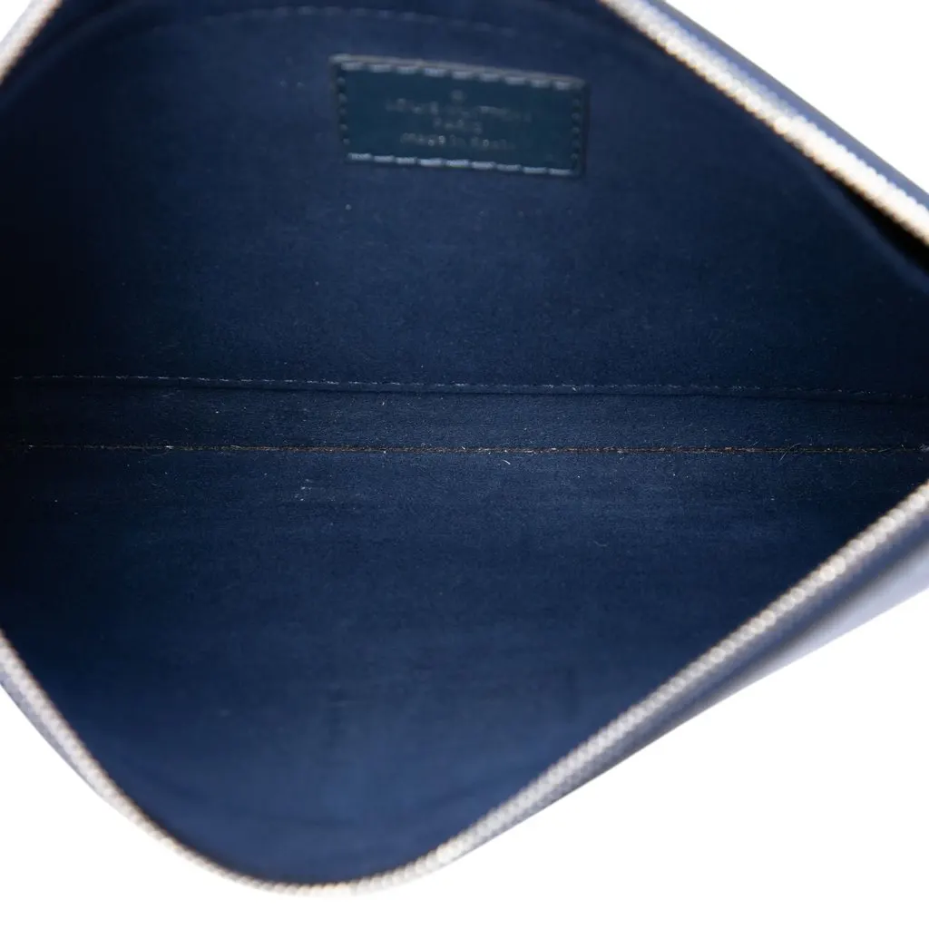 Louis Vuitton Epi Neverfull Pouch Blue Leather Very good - Model View