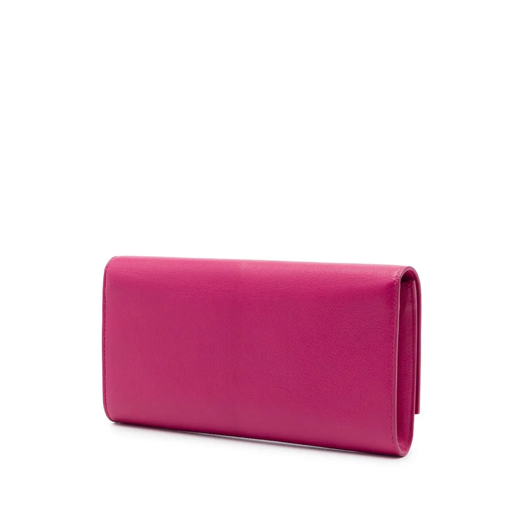 Saint Laurent Small Textured Calfskin Belle De Jour Clutch Pink Leather Very good - Back View
