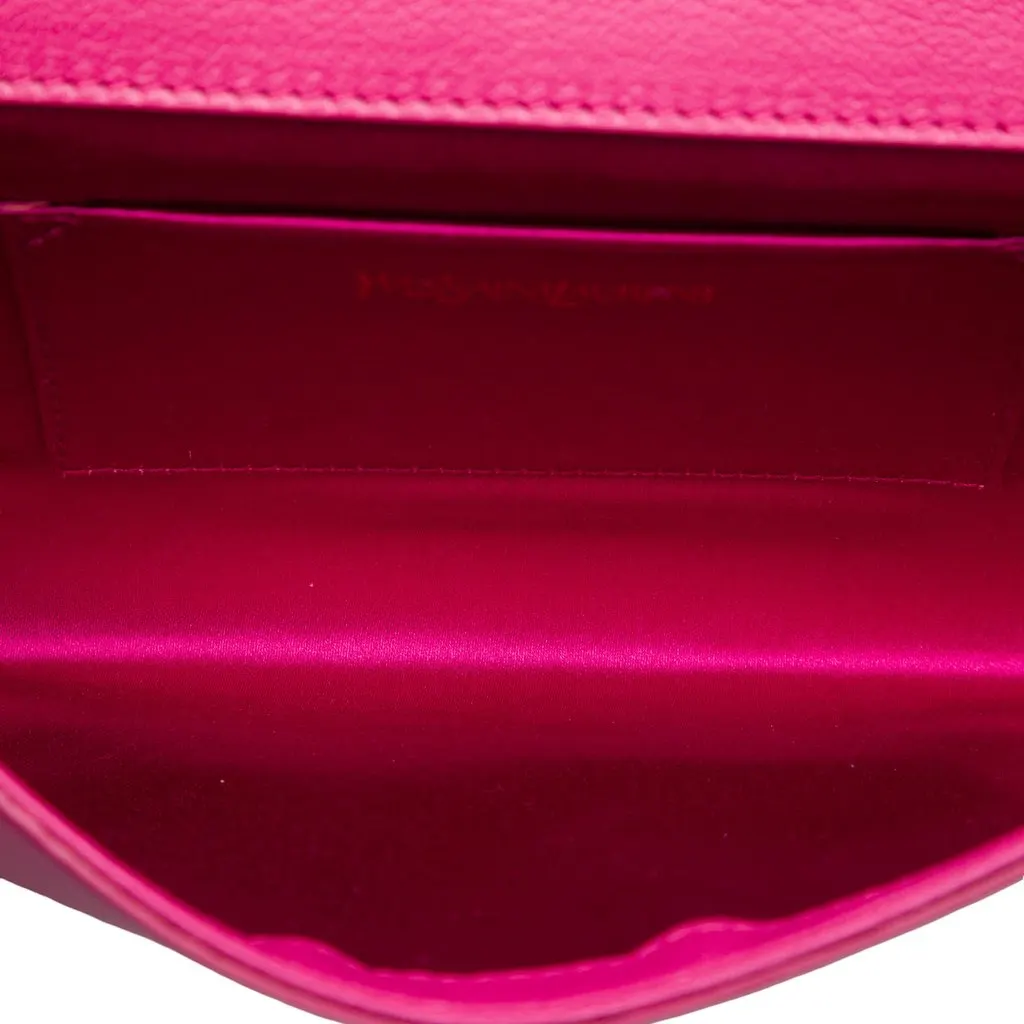 Saint Laurent Small Textured Calfskin Belle De Jour Clutch Pink Leather Very good - Model View