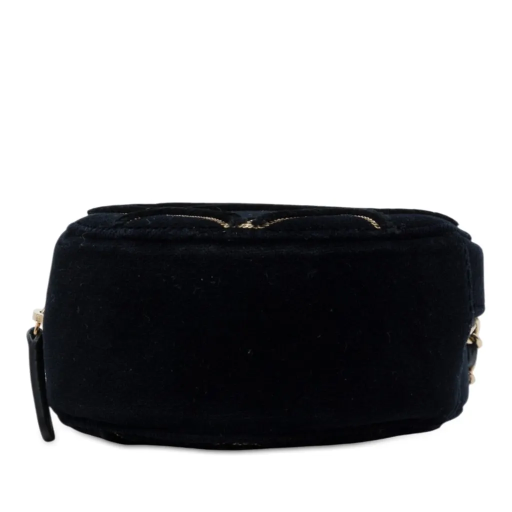 Chanel Velvet Pearl Sequin Round Crossbody Black Very good - Inside View