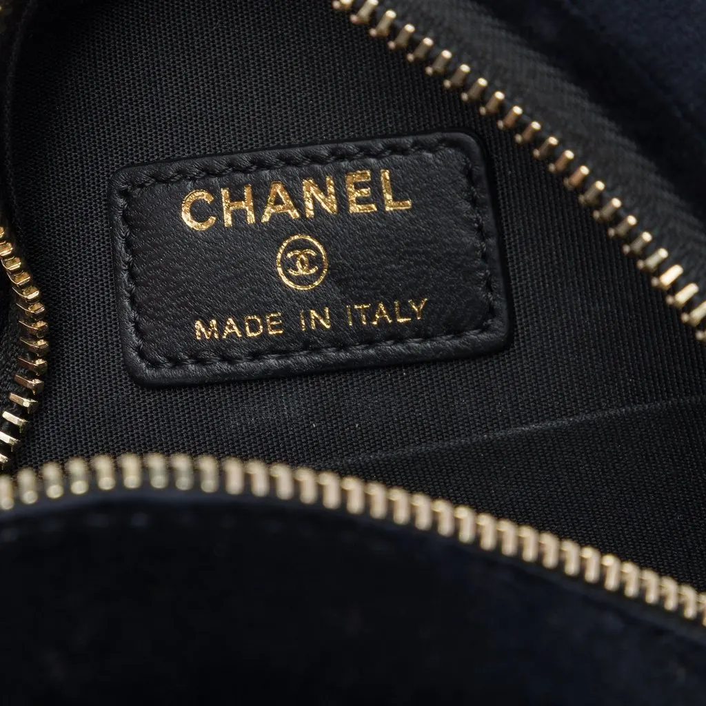 Chanel Velvet Pearl Sequin Round Crossbody Black Very good - Box View