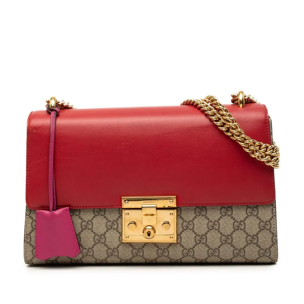 Gucci Medium GG Supreme Padlock Shoulder Bag Beige Canvas Very good - Front View