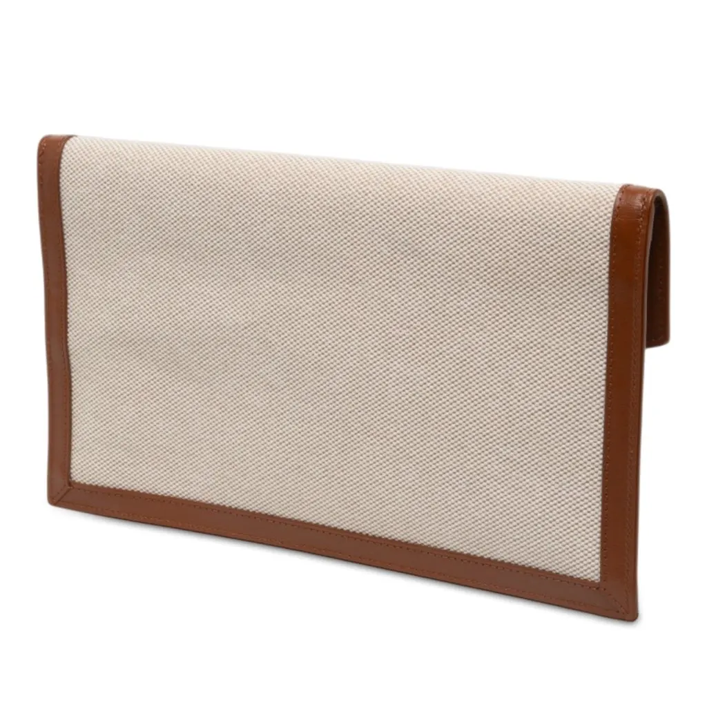 Saint Laurent Canvas Uptown Pouch Brown Canvas Never worn - Back View