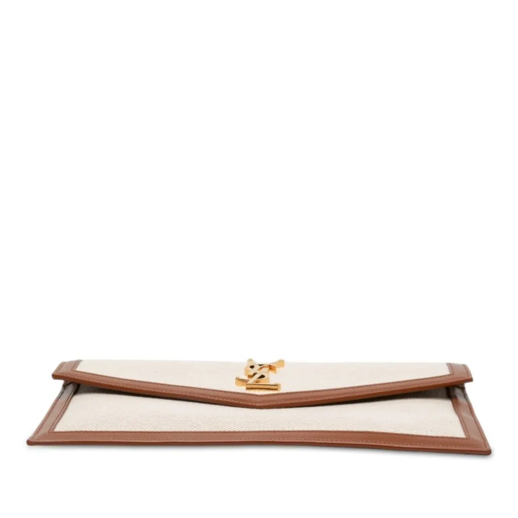 Saint Laurent Canvas Uptown Pouch Brown Canvas Never worn - Inside View