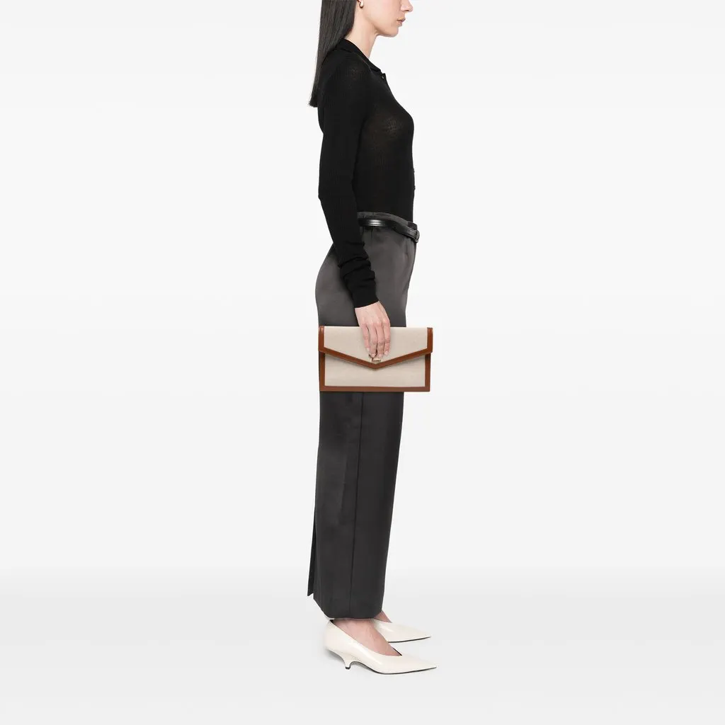 Saint Laurent Canvas Uptown Pouch Brown Canvas Never worn - Box View
