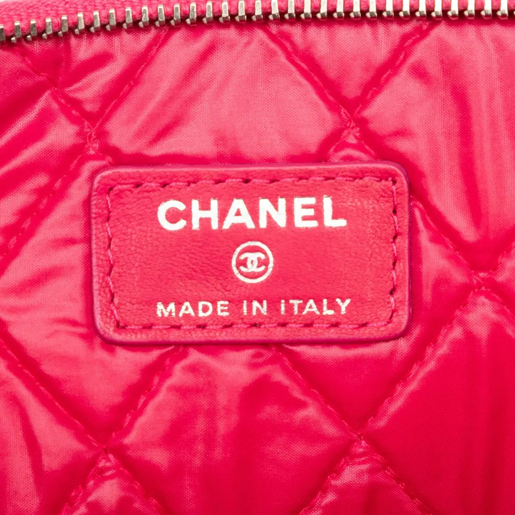 Chanel Large Quilted Lambskin O Case Clutch Pink Leather Very good - Box View