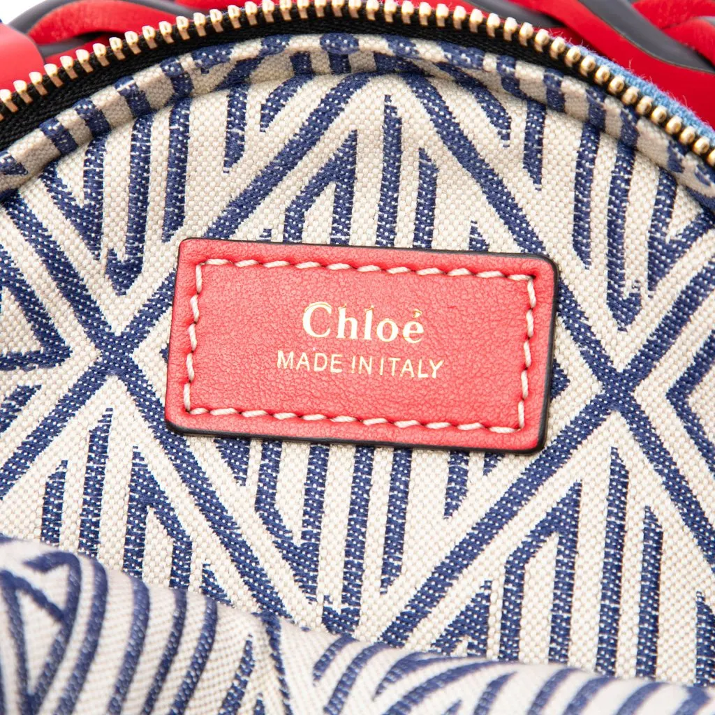Chloé Mini Denim and Calfskin Daria Round Satchel Blue Very good - Box View