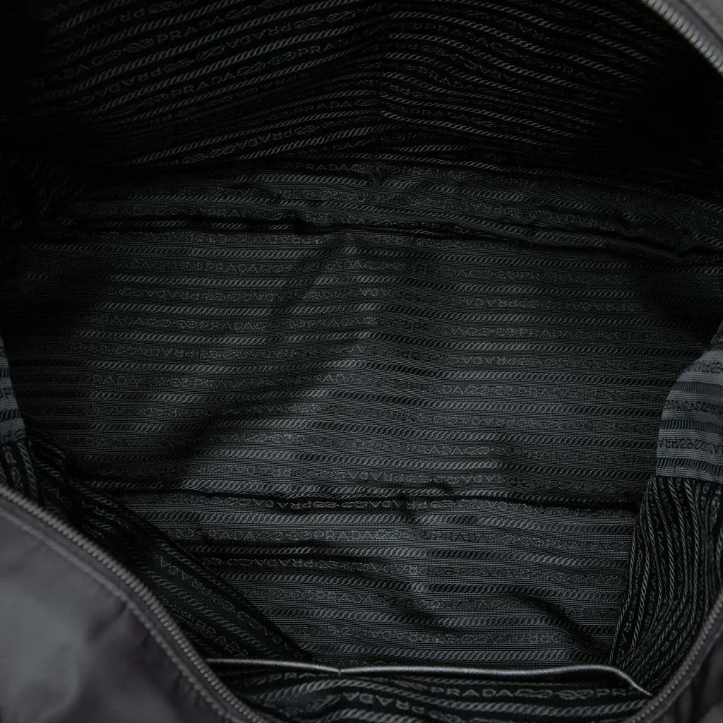 Prada Saffiano Trimmed Tessuto Convertible Tote Black Polyamide Good - Model View
