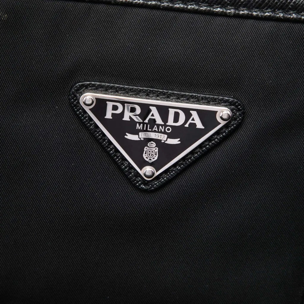 Prada Saffiano Trimmed Tessuto Convertible Tote Black Polyamide Good - Box View