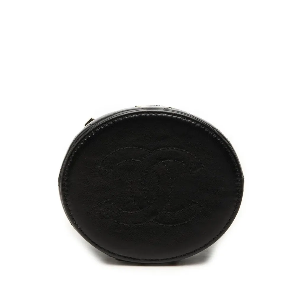 Chanel Mini Quilted Lambskin Ruched Handle Vanity Case Black Leather Very good - Inside View