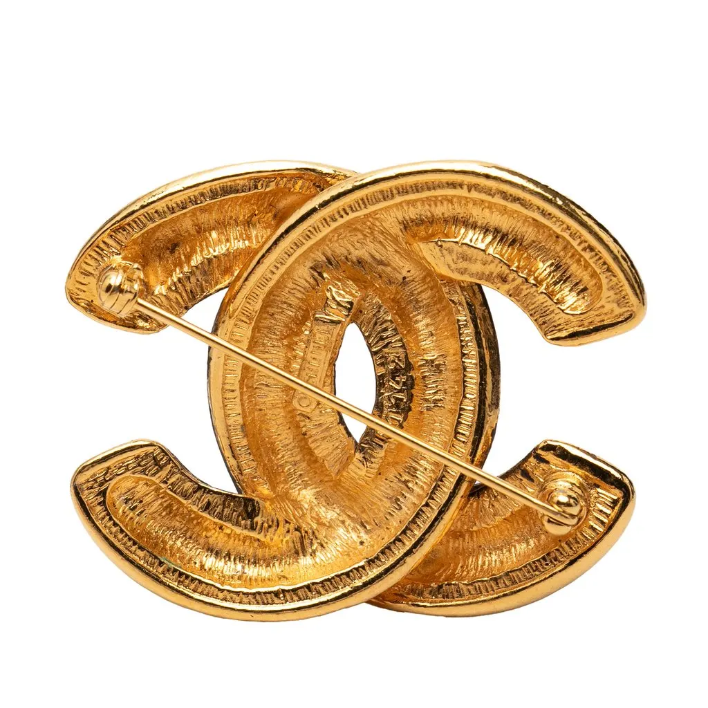 Chanel CC Gold Plated Quilted Brooch Gold Metal Very good - Back View
