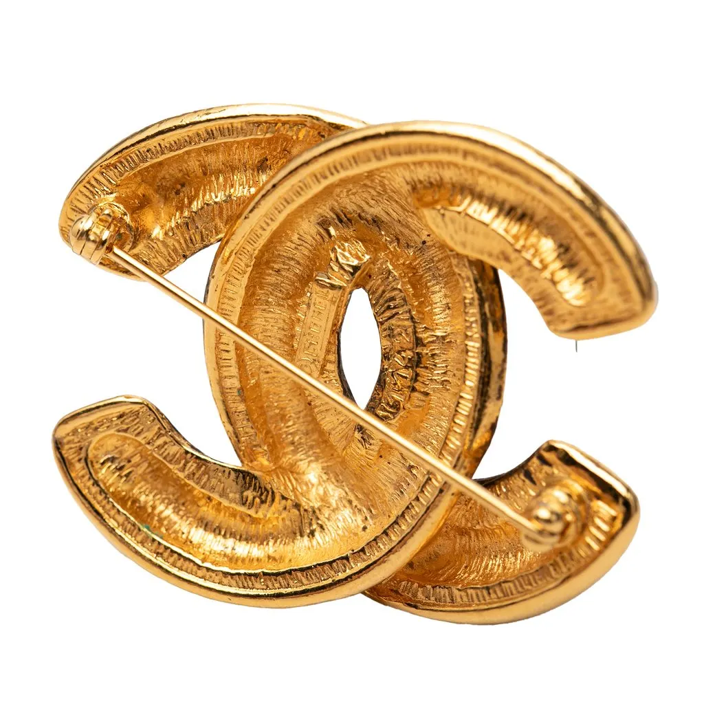 Chanel CC Gold Plated Quilted Brooch Gold Metal Very good - Inside View