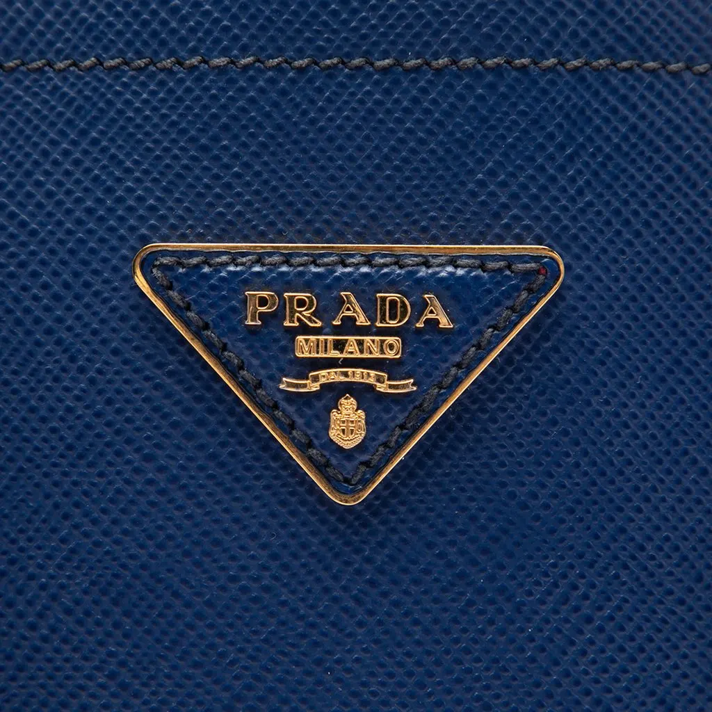 Prada Medium Saffiano Cuir Double Handle Satchel Blue Leather Very good - Box View