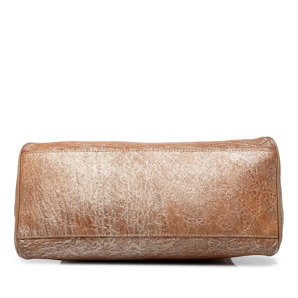 Fendi Medium Metallic Leather Etniko Du Jour Handbag Brown Leather Good - Inside View