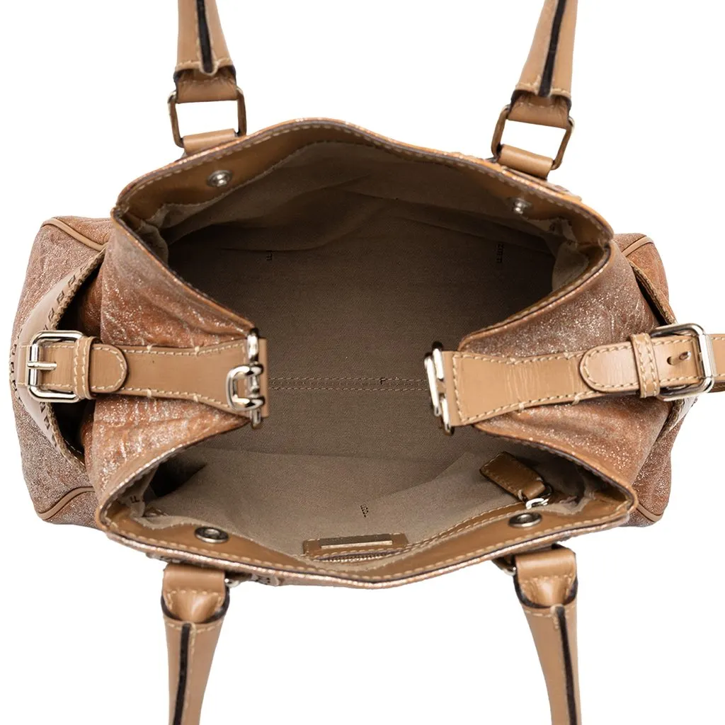 Fendi Medium Metallic Leather Etniko Du Jour Handbag Brown Leather Good - Model View