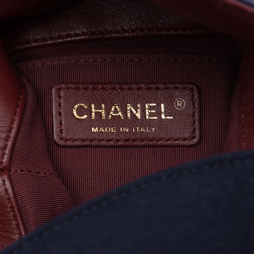 Chanel Paris Hamburg Quilted Wool Charms Bucket Bag Blue Wool Very good - Box View