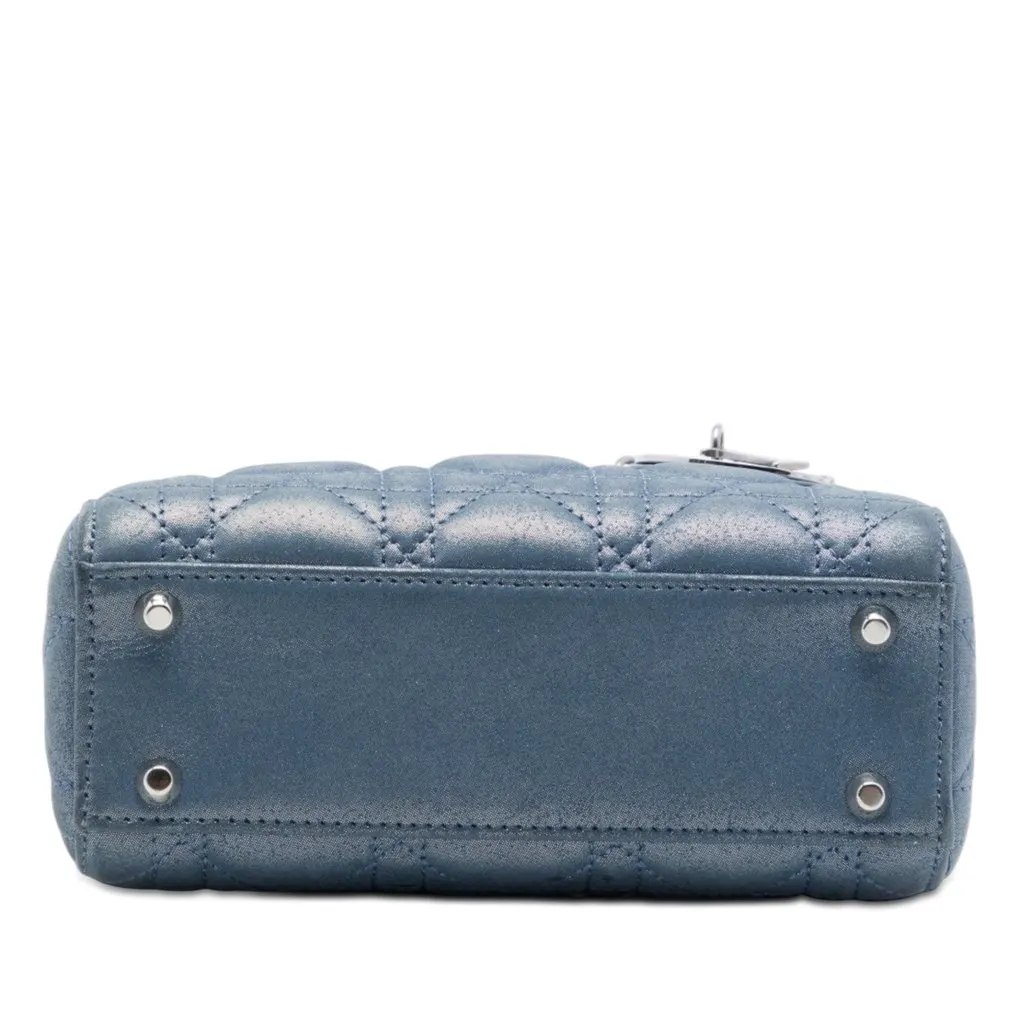Dior Mini Iridescent Lambskin Cannage Lady Dior Blue Leather Very good - Inside View