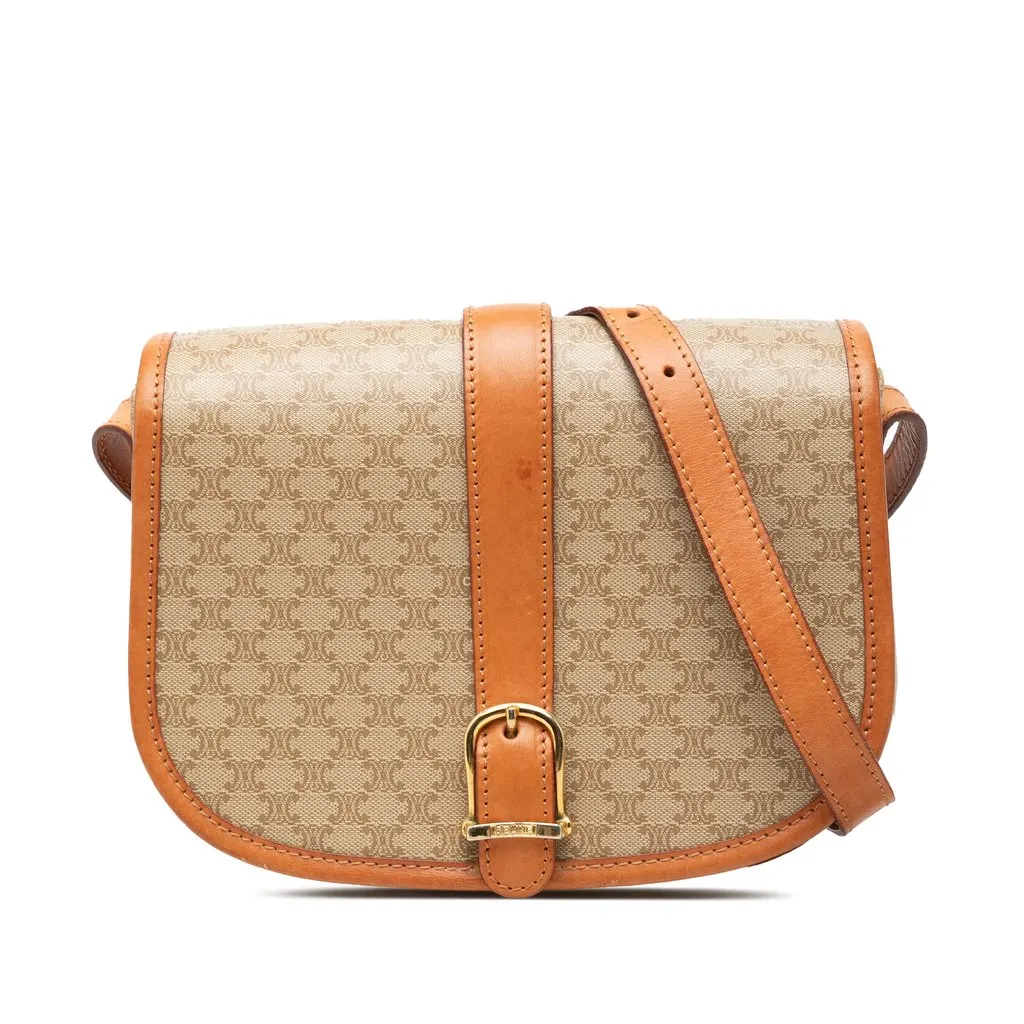 Celine Macadam Coated Canvas Crossbody Beige Canvas Very good - Front View