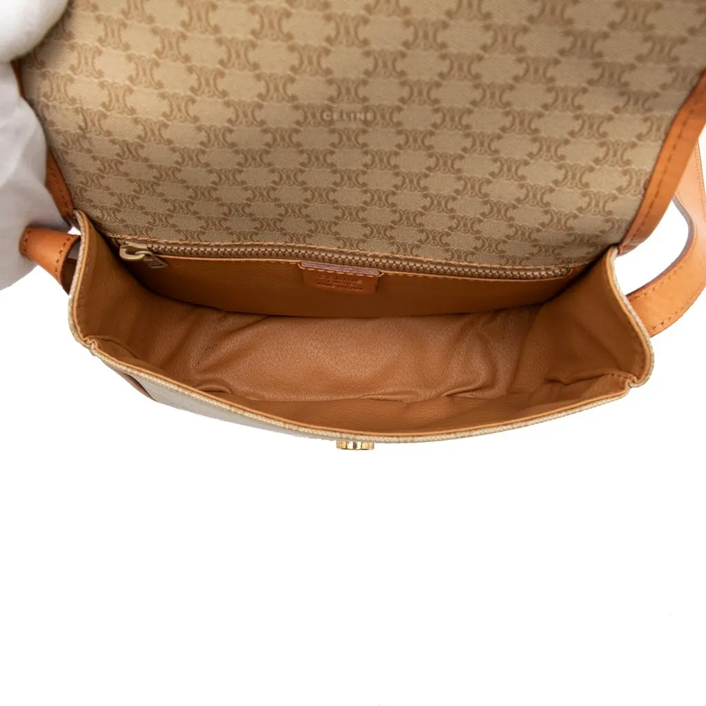 Celine Macadam Coated Canvas Crossbody Beige Canvas Very good - Model View