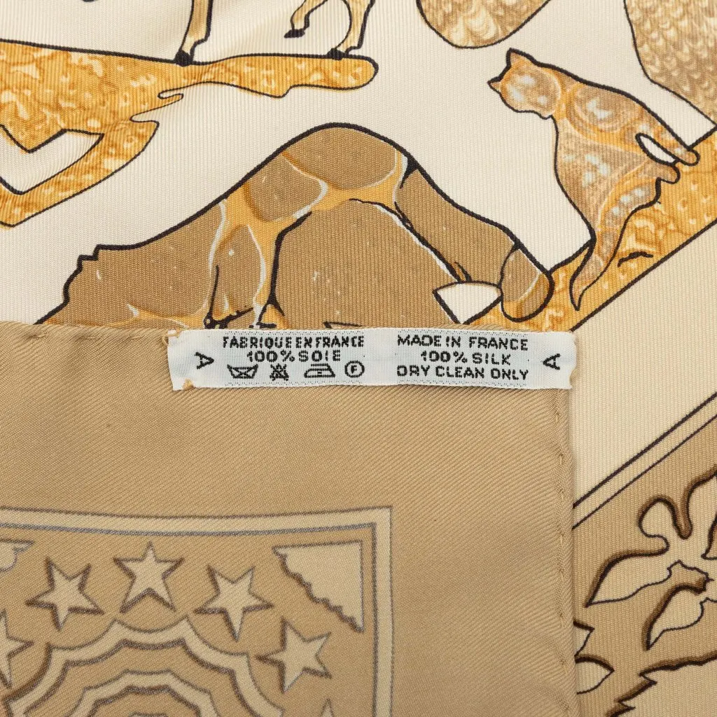 Hermès Early America Silk Scarf 90 Beige Silk Good - Model View