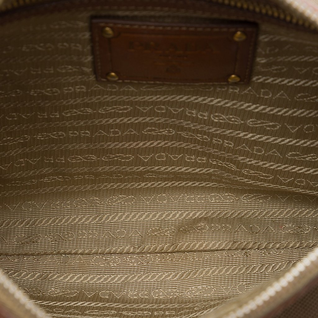 Prada Canvas Canapa Logo Crossbody Beige Medium | Pre-Owned