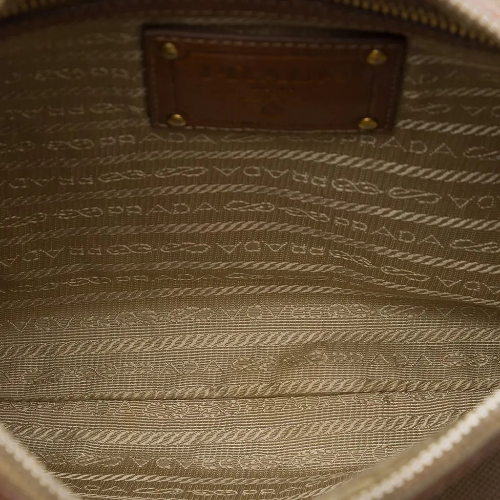 Prada Canvas Canapa Logo Crossbody Beige Good - Model View
