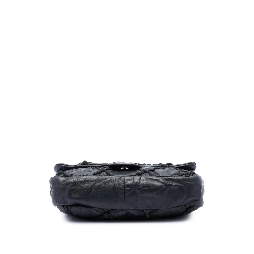 Chanel Medium Quilted Crinkled Calfskin Ultra Stitch Flap Black Leather Very good - Inside View