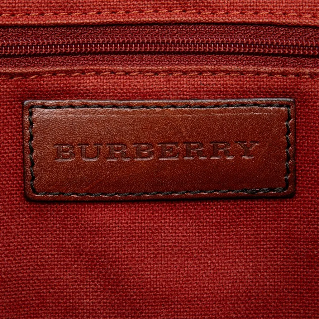 Burberry Small Suede Trimmed Haymarket Check Coated Canvas Canterbury Tote Beige Very good - Box View