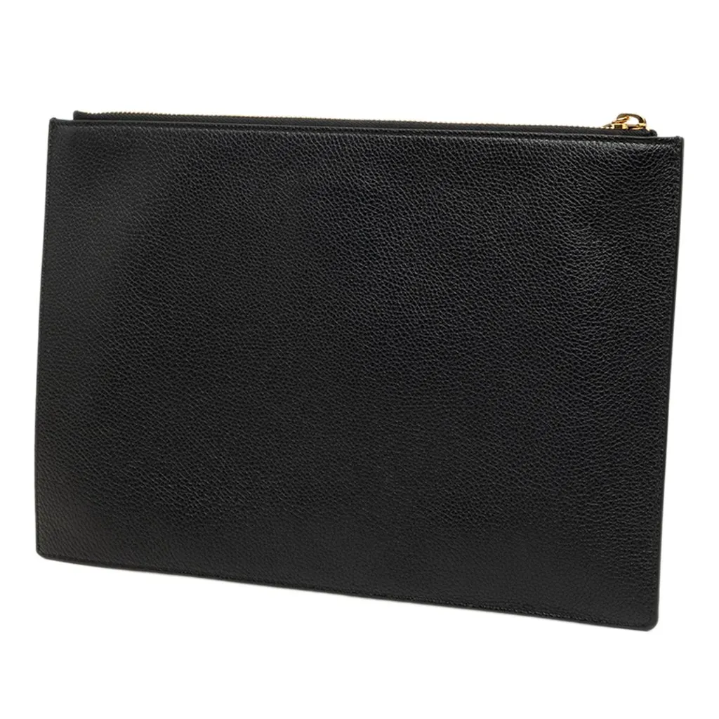 Gucci Grained Calfskin Zumi Zip Pouch Black Leather Very good - Back View