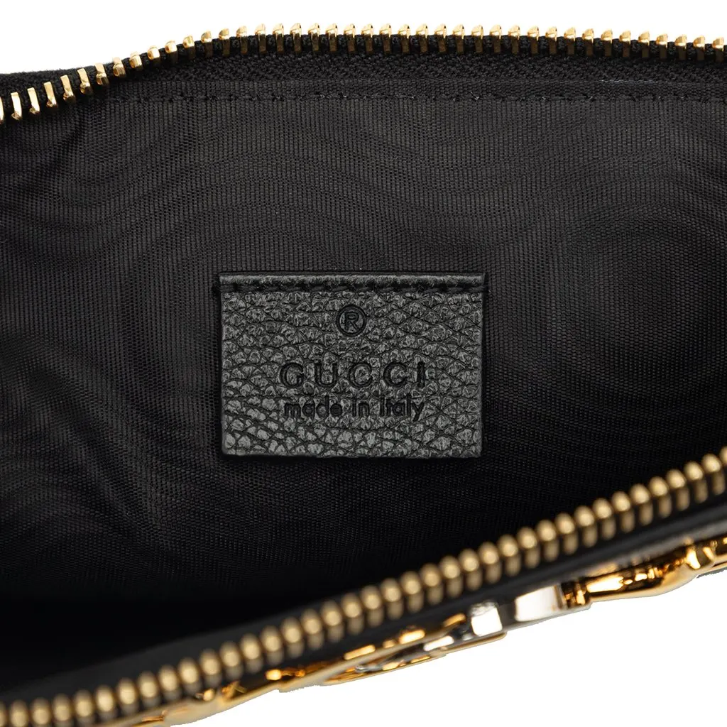 Gucci Grained Calfskin Zumi Zip Pouch Black Leather Very good - Box View