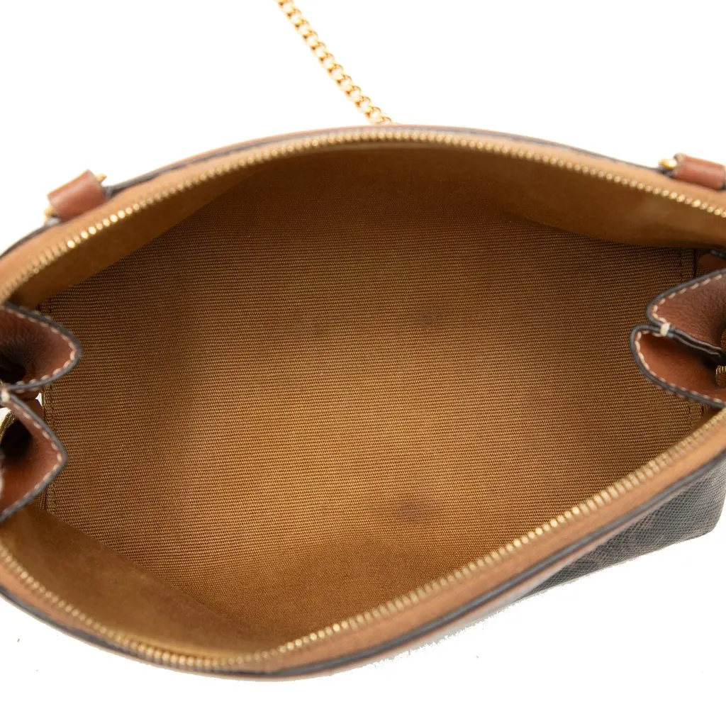 Celine Triomphe Coated Canvas Clutch On Chain Brown Canvas Very good - Model View
