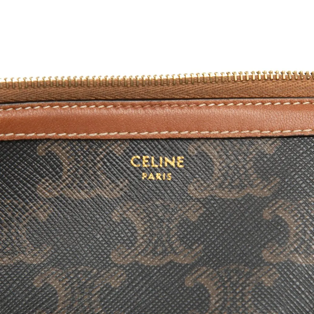 Celine Triomphe Coated Canvas Clutch On Chain Brown Canvas Very good - Box View
