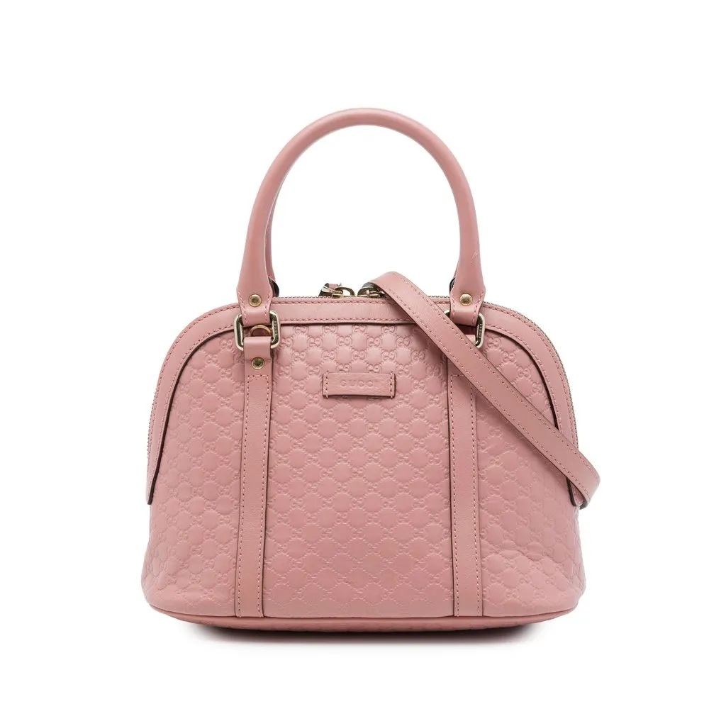 Gucci Mini Microguccissima Dome Satchel Pink Leather Very good - Front View