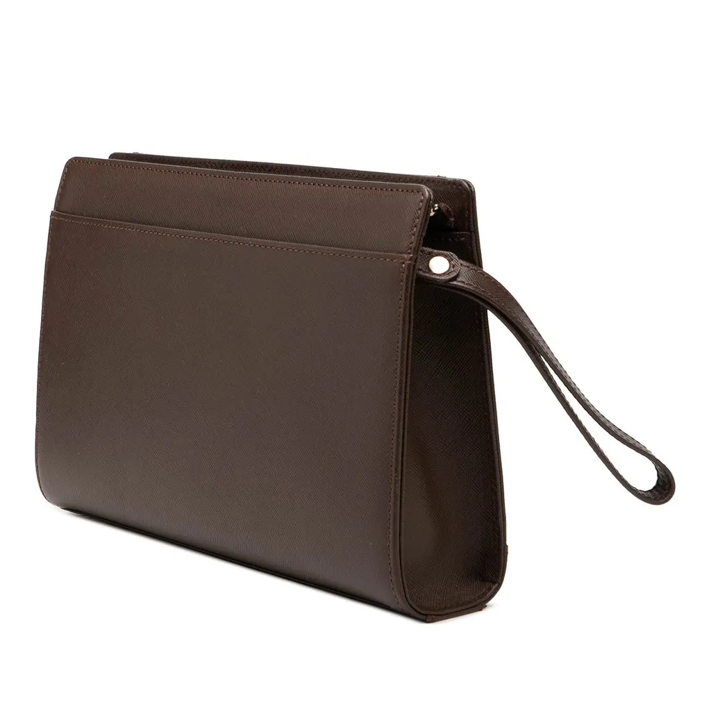 Burberry Leather Clutch Brown Leather Very good - Back View