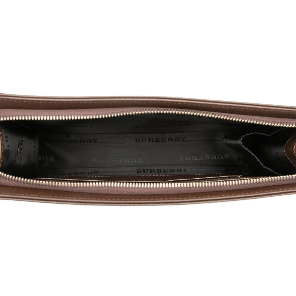 Burberry Leather Clutch Brown Leather Very good - Model View