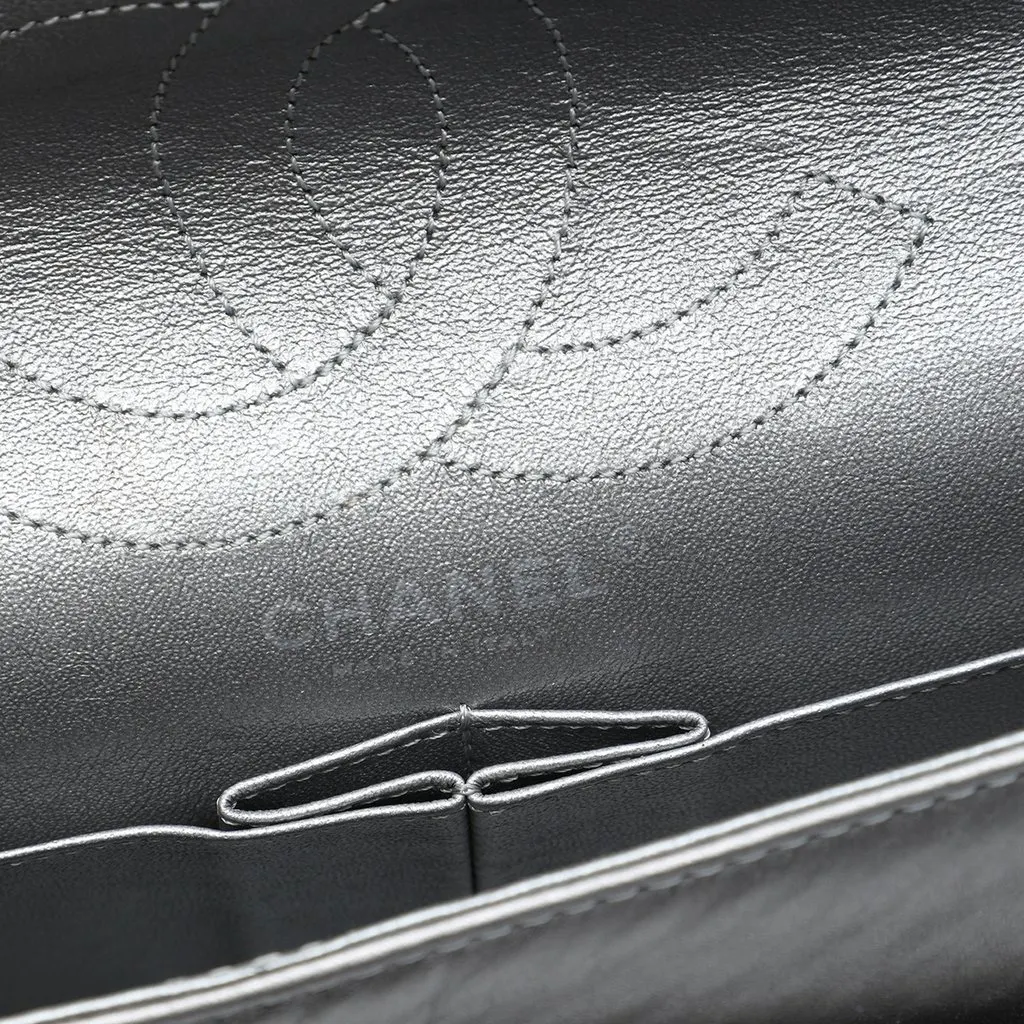 Chanel Quilted Metallic Aged Calfskin Reissue 2.55 Double Flap 226 Silver Leather Very good - Box View