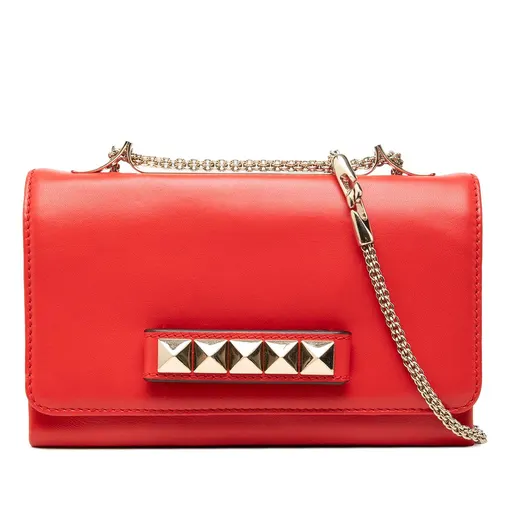 Valentino Leather Rockstud Va Va Voom Clutch on Chain