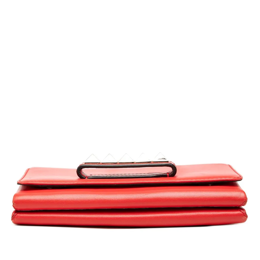 Valentino Leather Rockstud Va Va Voom Clutch on Chain Red Leather Good - Inside View