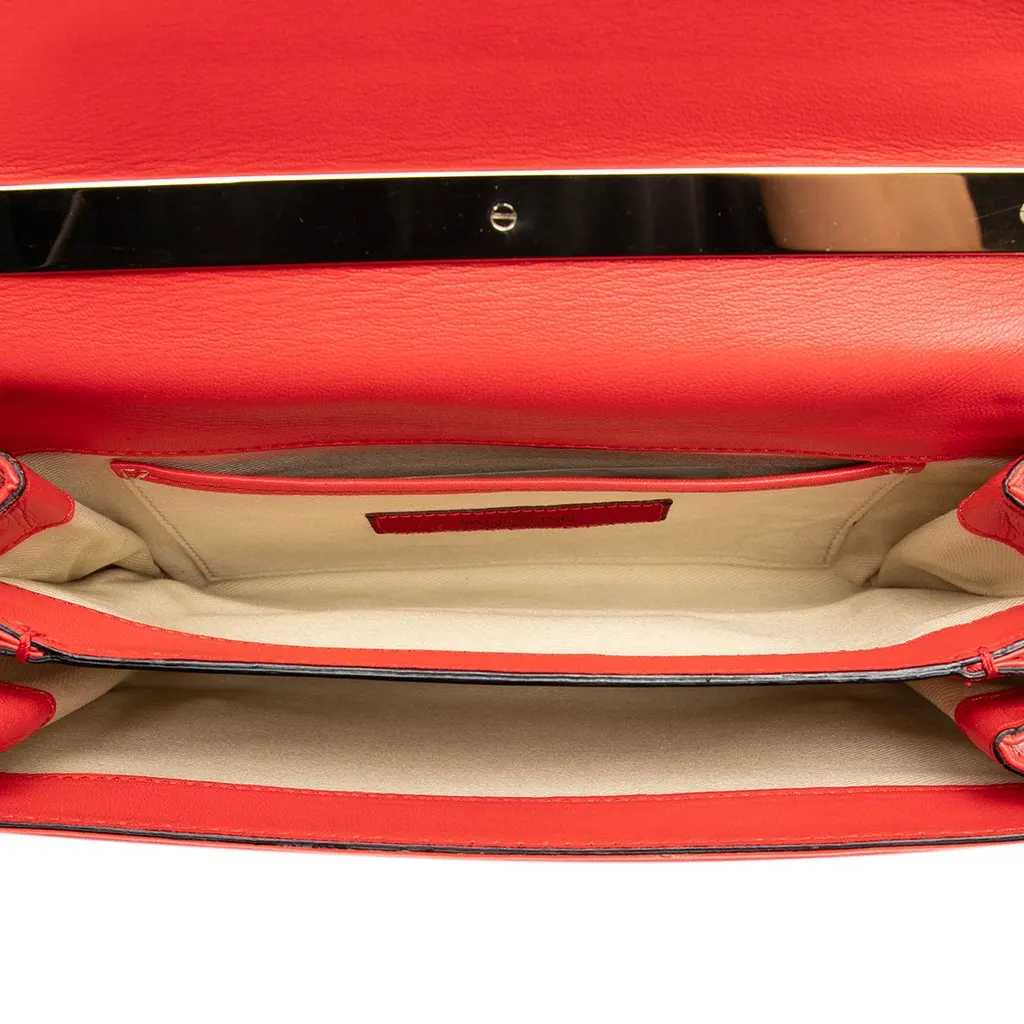 Valentino Leather Rockstud Va Va Voom Clutch on Chain Red Leather Good - Model View