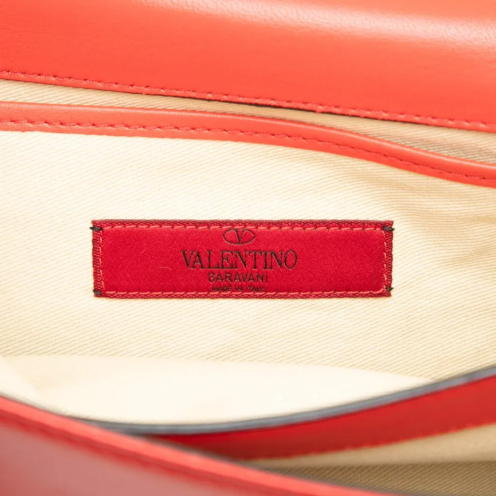 Valentino Leather Rockstud Va Va Voom Clutch on Chain Red Leather Good - Box View