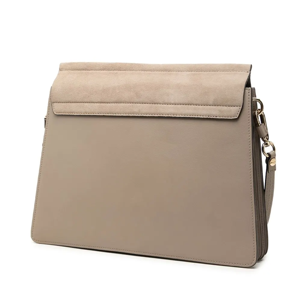 Chloé Medium Calfskin and Suede Faye Crossbody Brown Leather Very good - Back View