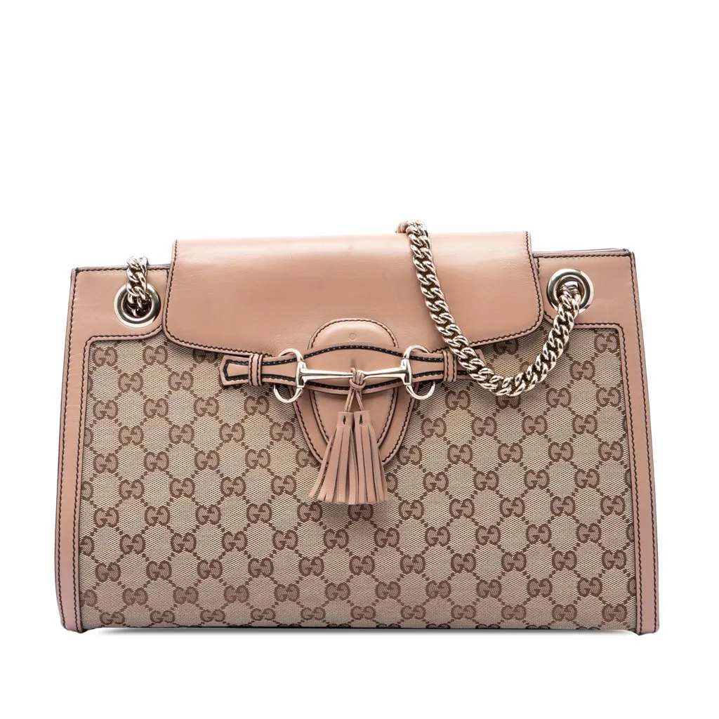 Gucci Large GG Canvas Emily Shoulder Bag Beige Canvas Very good - Front View