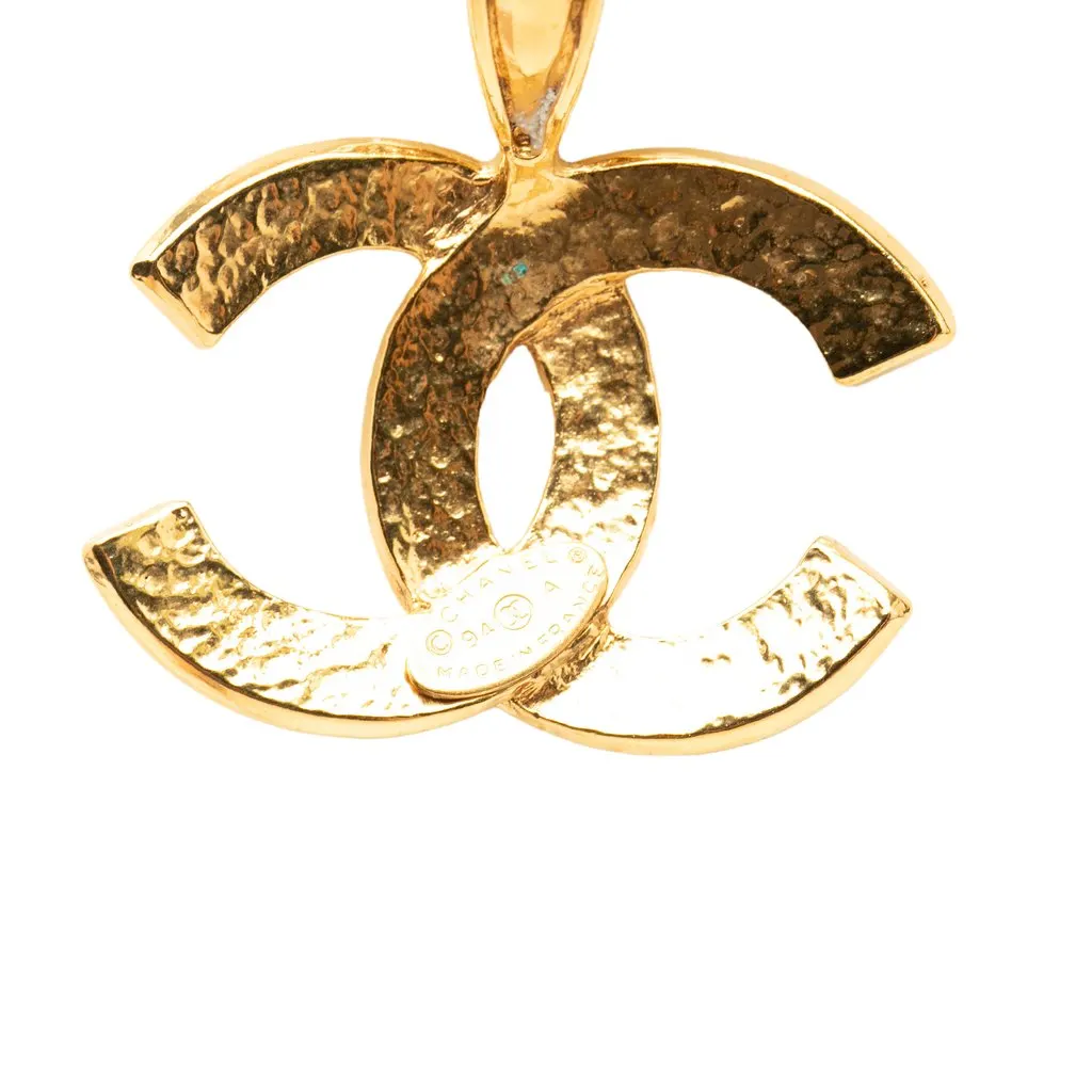 Chanel CC Gold Plated Pendant Necklace Gold Metal Very good - Inside View