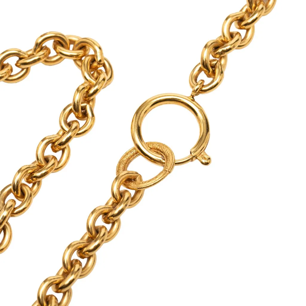 Chanel CC Gold Plated Pendant Necklace Gold Metal Very good - Model View