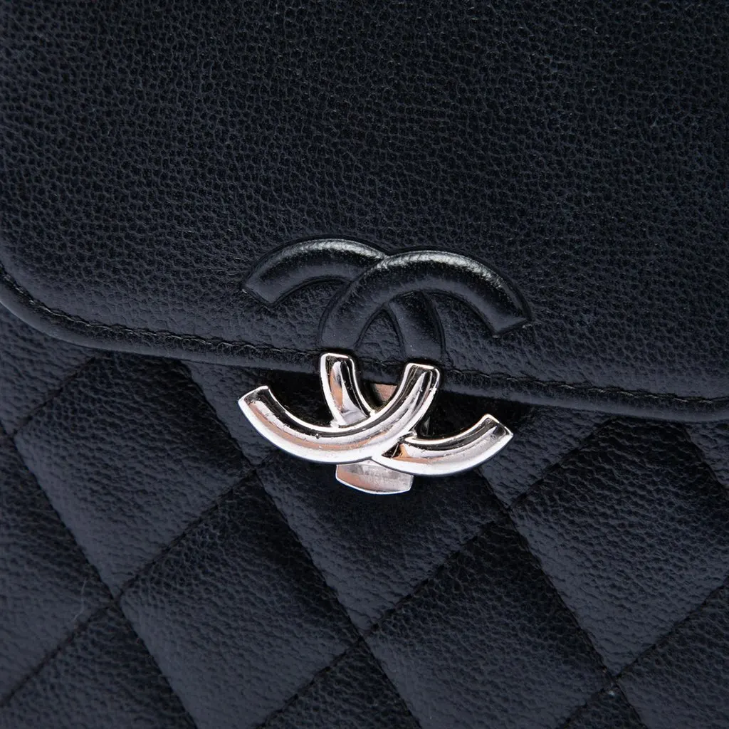 Chanel CC Quilted Caviar Phone Holder with Chain Black Leather Very good - Box View