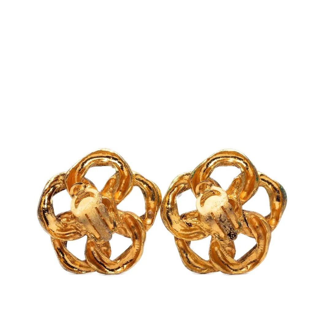 Chanel Gold Plated Chain Link Clip On Earrings Gold Metal Very good - Back View