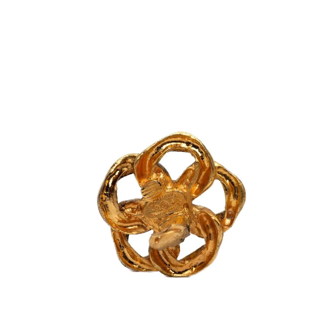 Chanel Gold Plated Chain Link Clip On Earrings Gold Metal Very good - Inside View