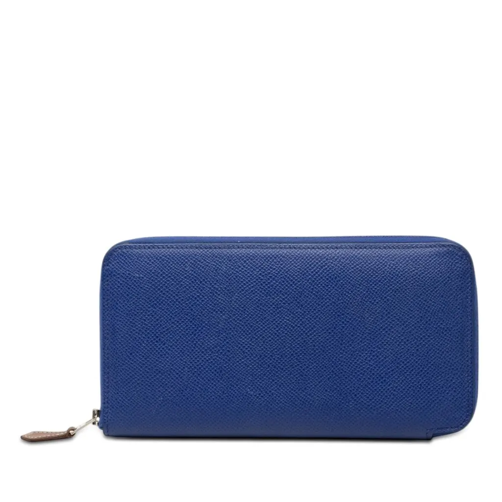 Hermès Epsom Azap Silk In Long Wallet Blue Leather Very good - Front View