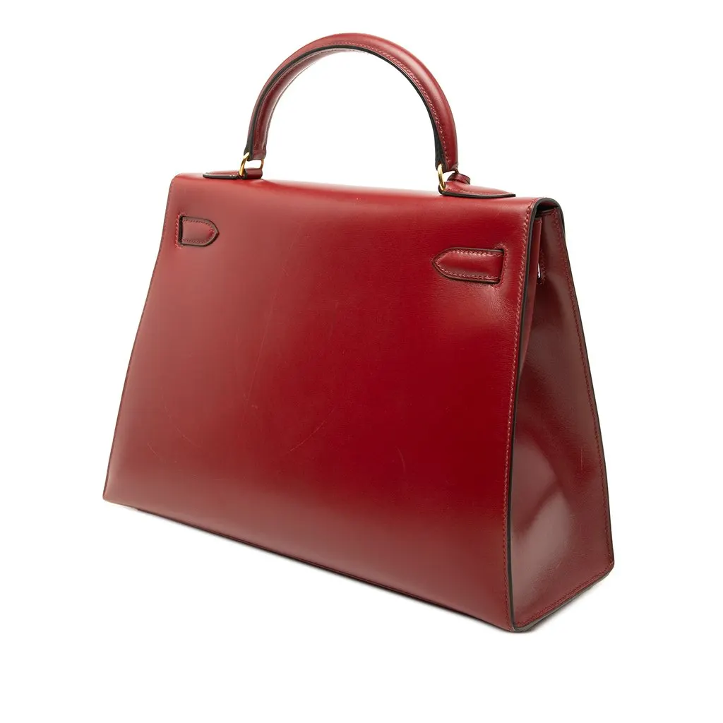 Hermès Box Calf Kelly Sellier 32 Red Leather Very good - Back View